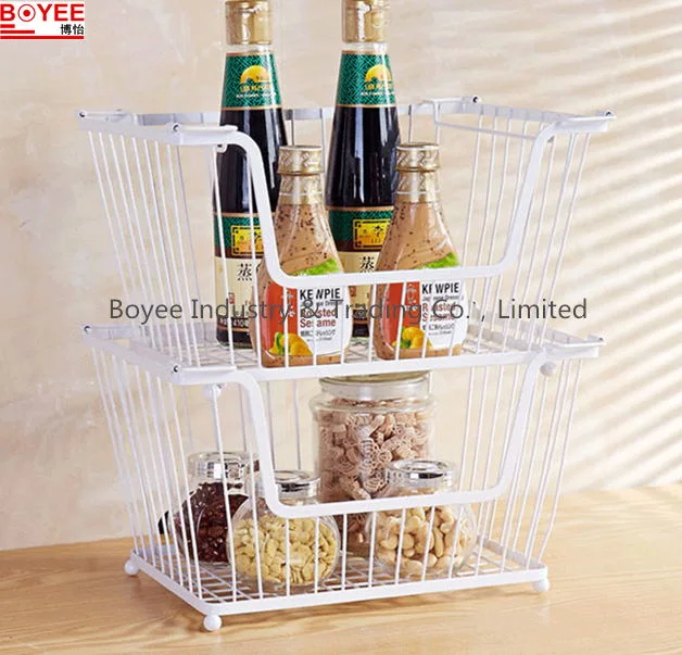 Powder Coated Wire Kitchen Storage Basket Cabinet Utensil Organizer for Office or Home