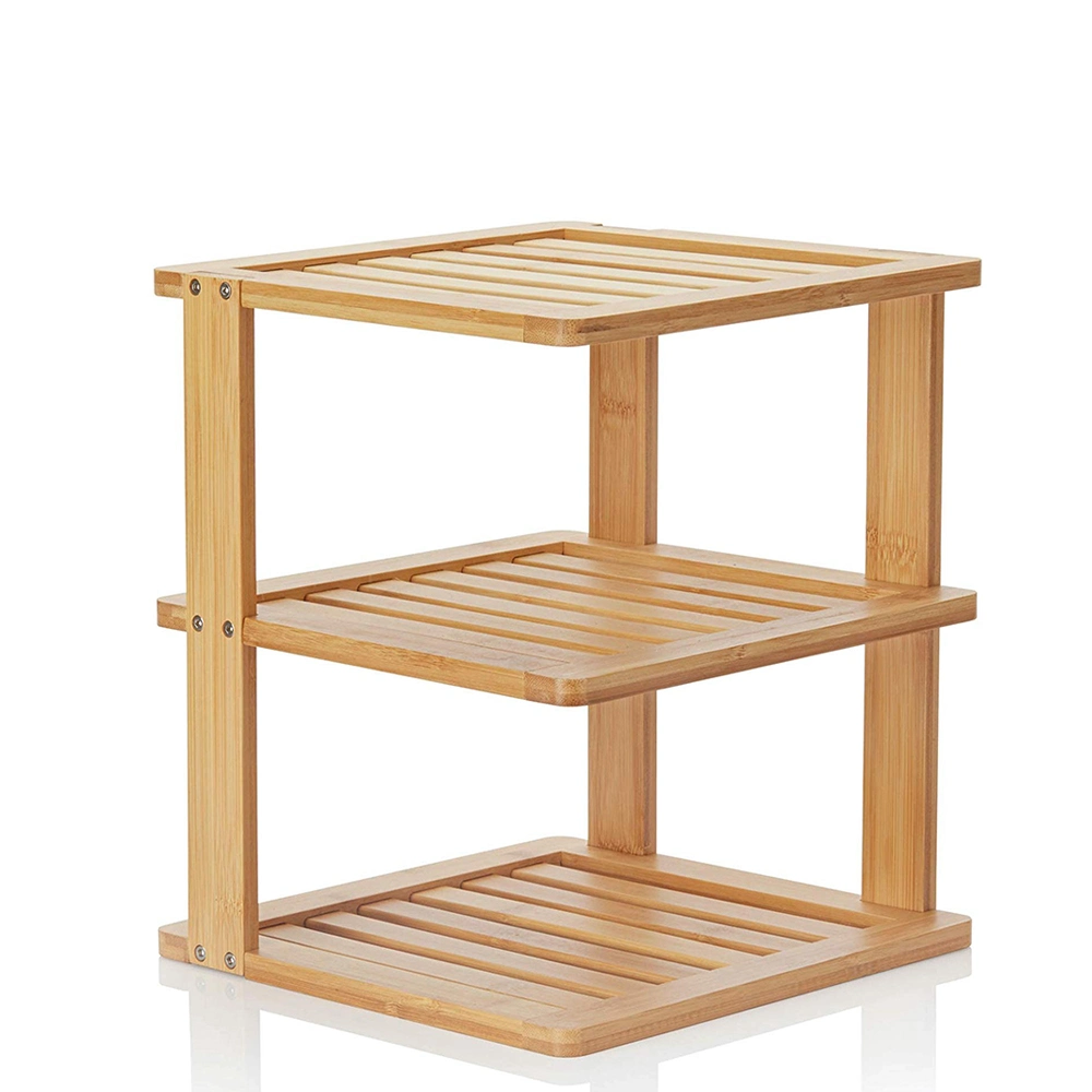 Bamboo Corner Shelf - 3 Tier Kitchen Cabinet Organizer